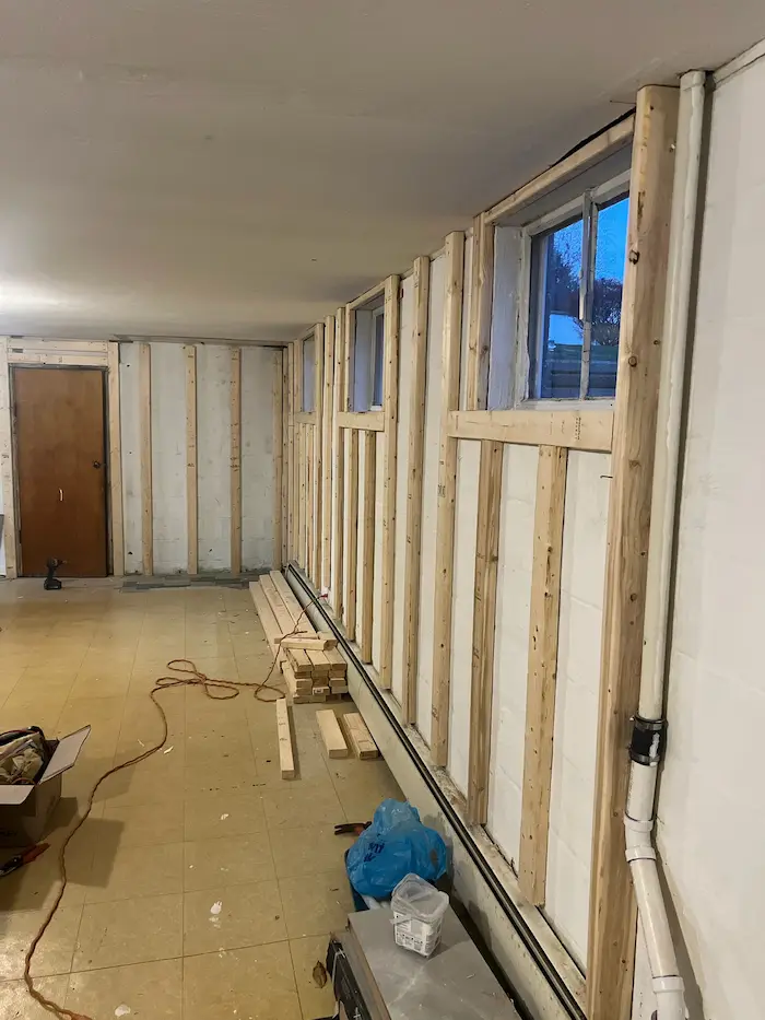 Modern finished basement progress